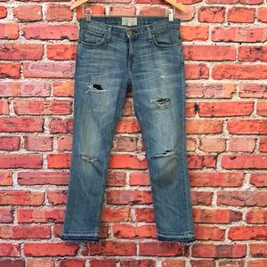 Current/Elliott The Cropped Straight in Super Loved Destroy with Let Out Hem
